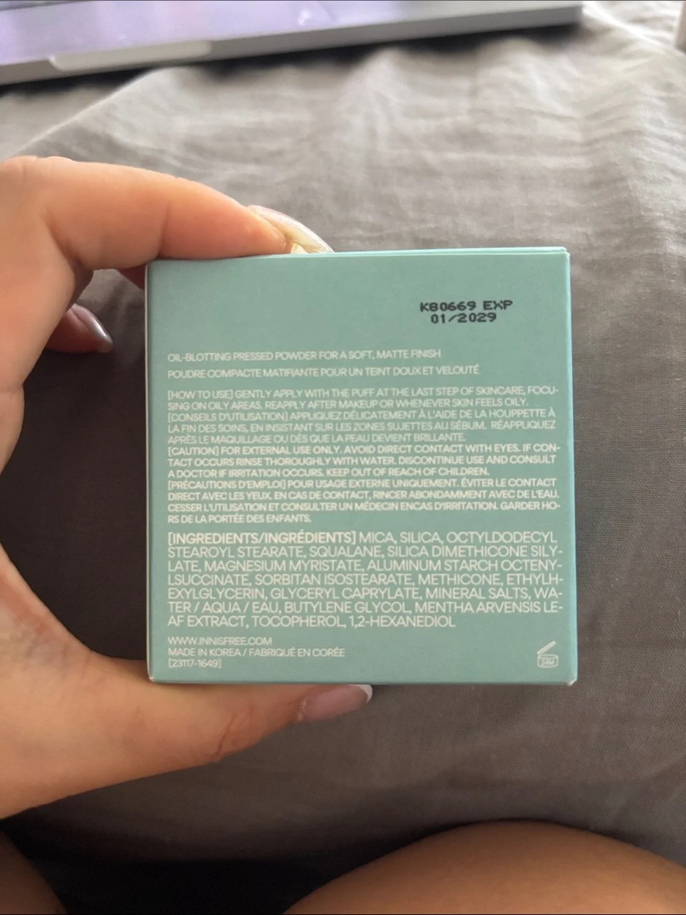 Innisfree No Sebum Mineral Pact - Mint Green Compact